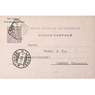 1907 Bilhete Postal Inteiro D. Carlos 20 r. Violeta-cinzento enviado de Lisboa para Langnau 1