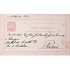 1886 Bilhete Postal Inteiro D. Carlos 20 r. + 20 r. Rosa enviado para Paris 1