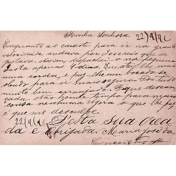 1891 Bilhete Postal Inteiro D. Luís I 10 r. Castanho escuro circulado em Lisboa para Belém