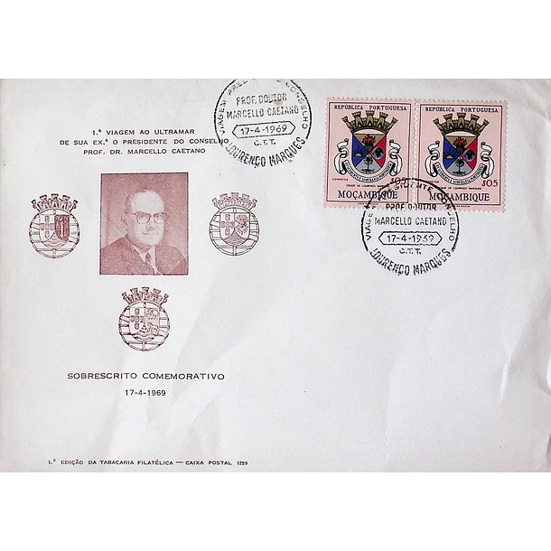 1969 Carimbo Comemorativo da Viagem do Presidente do Conselho Marcello Caetano