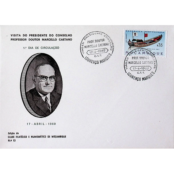 1969 Carimbo Comemorativo da Viagem do Presidente do Conselho Marcello Caetano