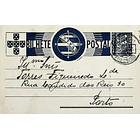 1936 Bilhete Postal Inteiro «Tudo pela Nação» de 25 c. azul enviado de Vila Real de Santo António para o Porto 1