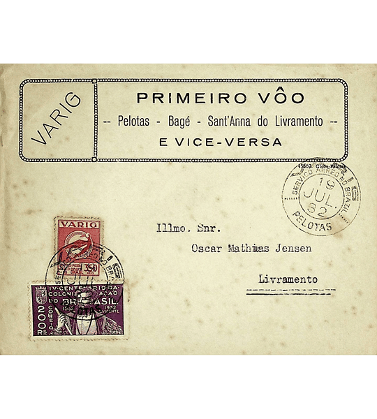 1932 1.º Voo Varig Pelotas - Bagé - Livramento