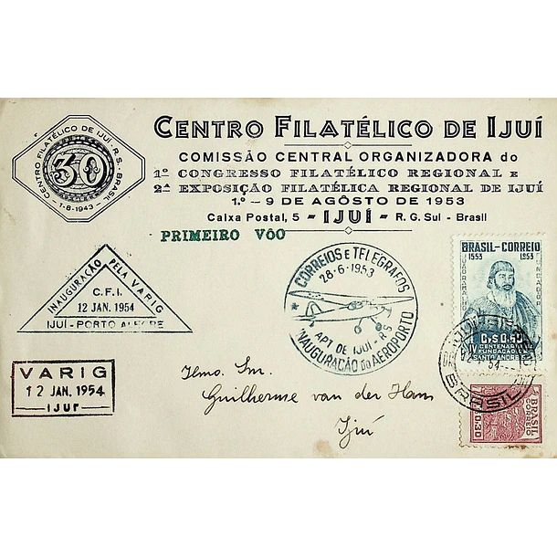 1954 1.º Voo Varig Ijuí - Porto Alegre
