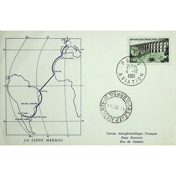 1961 Carimbo Comemorativo em Homenagem a Jean Mermoz 3