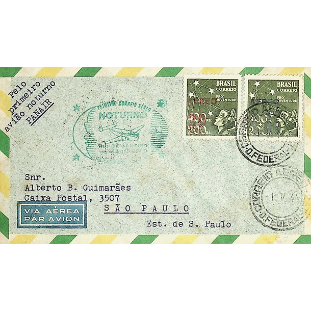 1944 1.º Voo Noturno Panair Rio de Janeiro - São Paulo
