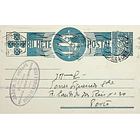 1936 Bilhete Postal Inteiro «Tudo pela Nação» de 25 c. azul enviado de Freixo de Espada à Cinta para o Porto 1