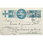1936 Bilhete Postal Inteiro «Tudo pela Nação» de 25 c. azul enviado de Beja para o Porto 1