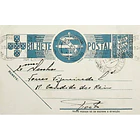1938 Bilhete Postal Inteiro «Tudo pela Nação» de 25 c. azul enviado de Campo de Besteiros para o Porto 1