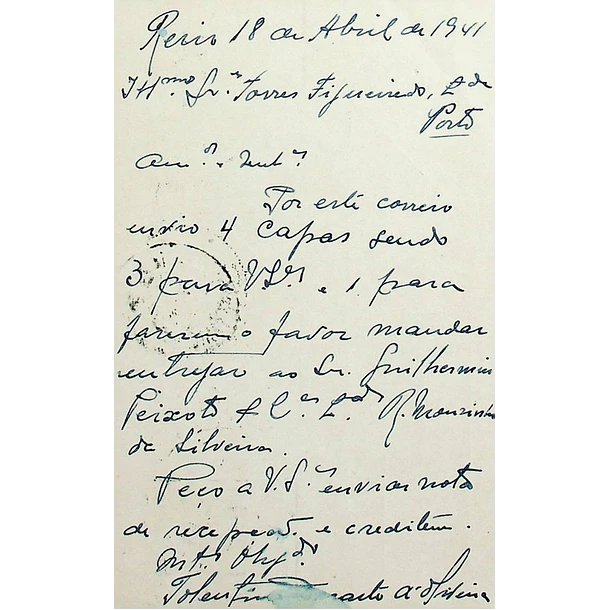 1941 Bilhete Postal Inteiro «Tudo pela Nação» de 25 c. azul enviado de Reriz para o Porto
