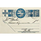 1938 Bilhete Postal Inteiro «Tudo pela Nação» de 25 c. azul enviado de Tondela para o Porto 1