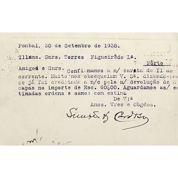 1938 Bilhete Postal Inteiro «Tudo pela Nação» de 25 c. azul enviado de Pombal para o Porto