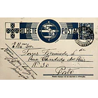1938 Bilhete Postal Inteiro «Tudo pela Nação» de 25 c. azul enviado de Monção para o Porto 1