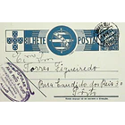 1937 Bilhete Postal Inteiro «Tudo pela Nação» de 25 c. azul enviado de Favaios para o Porto 1