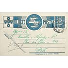 1938 Bilhete Postal Inteiro «Tudo pela Nação» de 25 c. azul enviado de Águeda para o Porto 1