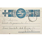 1937 Bilhete Postal Inteiro «Tudo pela Nação» de 25 c. azul enviado de Vila Nova do Paiva para o Porto 1