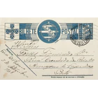 1938 Bilhete Postal Inteiro «Tudo pela Nação» de 25 c. azul enviado de Torre de D. Chama para Lisboa 1