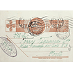 1942 Bilhete Postal Inteiro «Tudo pela Nação» de 30 c. ocre-castanho enviado das Minas de São Domingos para o Porto