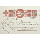 1942 Bilhete Postal Inteiro «Tudo pela Nação» de 30 c. ocre-castanho enviado de Calçada para o Porto 1