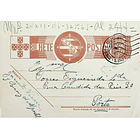 1942 Bilhete Postal Inteiro «Tudo pela Nação» de 30 c. ocre-castanho enviado de São Brás de Alportel para o Porto 1