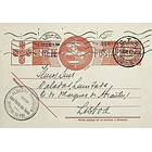 1942 Bilhete Postal Inteiro «Tudo pela Nação» de 30 c. ocre-castanho enviado da FIgueira da Foz para Lisboa 1