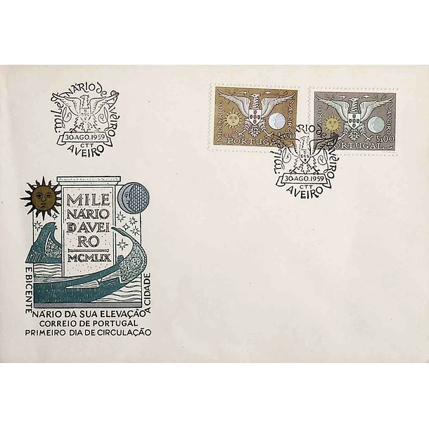 1959 FDC  Milenário e Bi-Centenário de Aveiro
