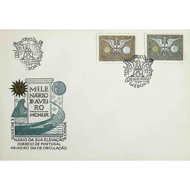 1959 FDC  Milenário e Bi-Centenário de Aveiro
