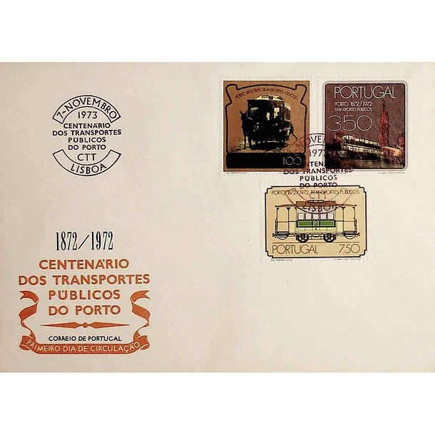 1973 FDC Centenário dos Transportes Públicos na Cidade do Porto