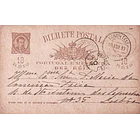 1890 Bilhete Postal Inteiro D. Luís I 10 r. Castanho escuro enviado de Mangualde para Lisboa 1