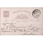 1890 Bilhete Postal Inteiro D. Luís I 10 r. Castanho escuro circulado em Lisboa 1