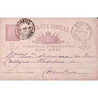 1902 Bilhete Postal Inteiro D. Carlos 10 r. Lilás-castanho enviado da Póvoa do Varzim para Coimbra 1