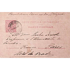 1902 Bilhete Postal Inteiro D. Carlos 25 r. Rosa enviado de Viana do Castelo para Paris 1