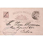 1893 Bilhete Postal Inteiro Provisório D. Luís 10 r. Castanho-vermelho circulado em Lisboa 1