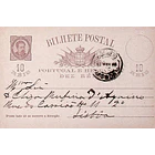 1888 Bilhete Postal Inteiro D. Luís I 10 r. Castanho escuro circulado em Lisboa 1