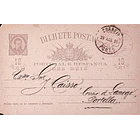 1889 Bilhete Postal Inteiro D. Luís I 10 r. Castanho escuro enviado do Porto para Lamego 1
