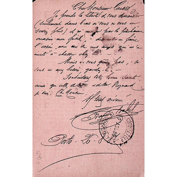 1889 Bilhete Postal Inteiro D. Luís I 10 r. Castanho escuro enviado do Porto para Lamego