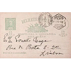 1899 Bilhete Postal Inteiro D. Carlos 10 r. Verde-azul escuro circulado em Lisboa 1