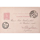 1900 Bilhete Postal Inteiro D. Carlos 25 r. Rosa enviado do Porto para Nothingham 1