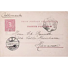 1901 Bilhete Postal Inteiro D. Carlos 25 r. Rosa enviado de Lisboa para Hannover 1