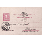 1901 Bilhete Postal Inteiro D. Carlos 25 r. Rosa enviado de Lisboa para Barmen 1