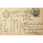 1910 Bilhete Postal Inteiro D. Manuel II 10 r. Verde escuro enviado de Coimbra para Lisboa 1