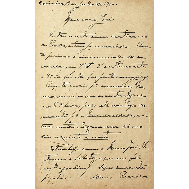 1910 Bilhete Postal Inteiro D. Manuel II 10 r. Verde escuro enviado de Coimbra para Lisboa 2