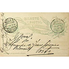 1906 Bilhete Postal Inteiro D. Carlos 10 r. Verde-azul enviado de Guimarães para o Porto 1