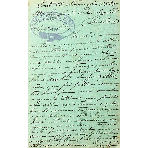 1895 Bilhete Postal Inteiro D. Carlos 10 r. Lilás-castanho enviado do Porto para Lisboa e devolvido ao remetente