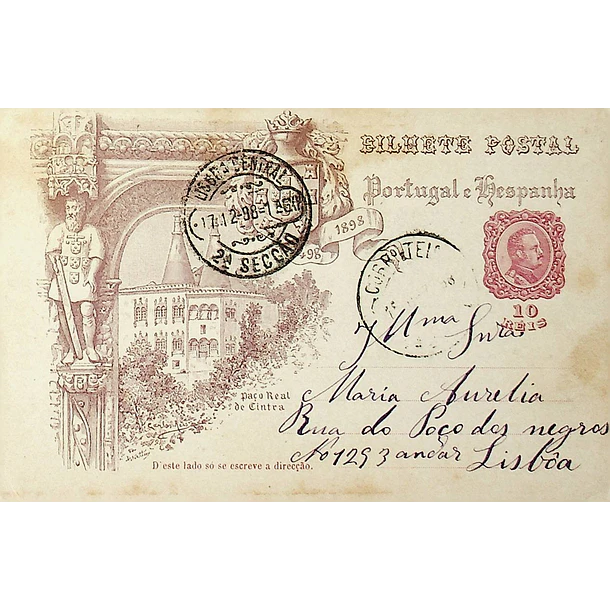 1898 Bilhete Postal Inteiro IV Centenário da Índia enviado para Lisboa 1