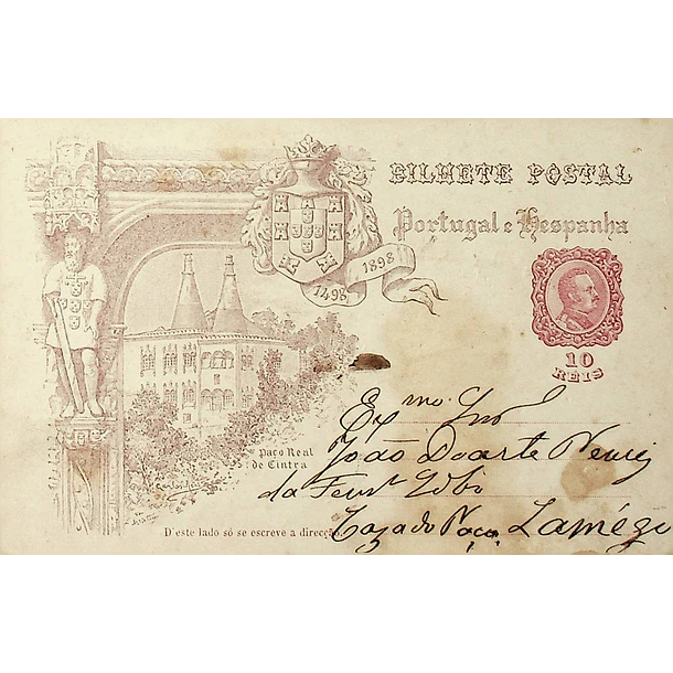 1898 Bilhete Postal Inteiro IV Centenário da Índia enviado do Porto para Lamego 1