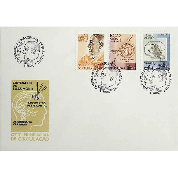 1974 FDC Centenário do Nascimento do Professor Egas Moniz