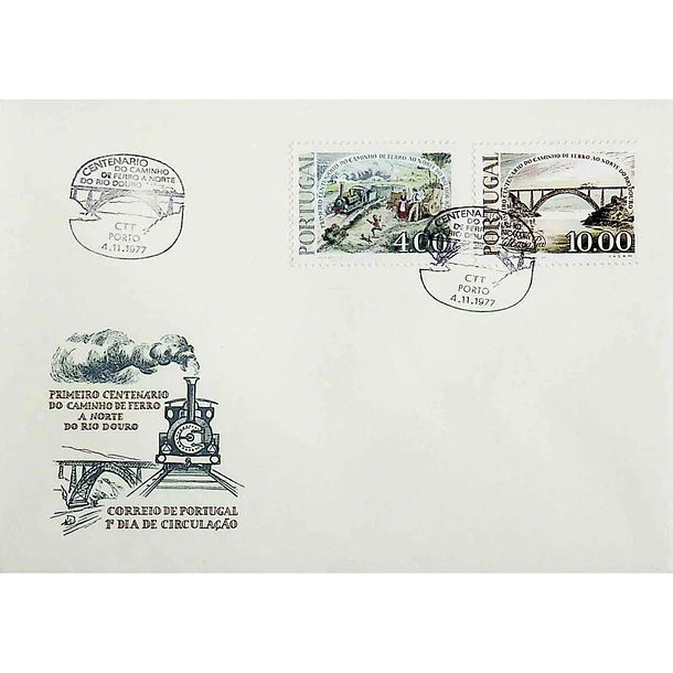 1977 FDC 1º Centenário do Caminho de Ferro a Norte do Rio Douro