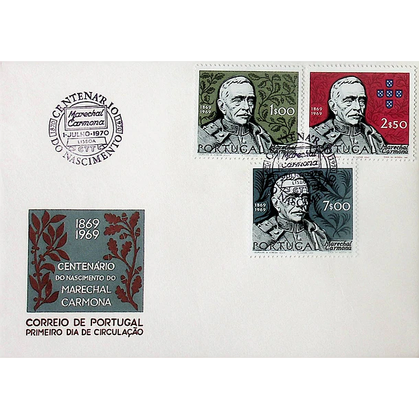 1970 FDC 1º Centenário do Nascimento do Marechal Carmona