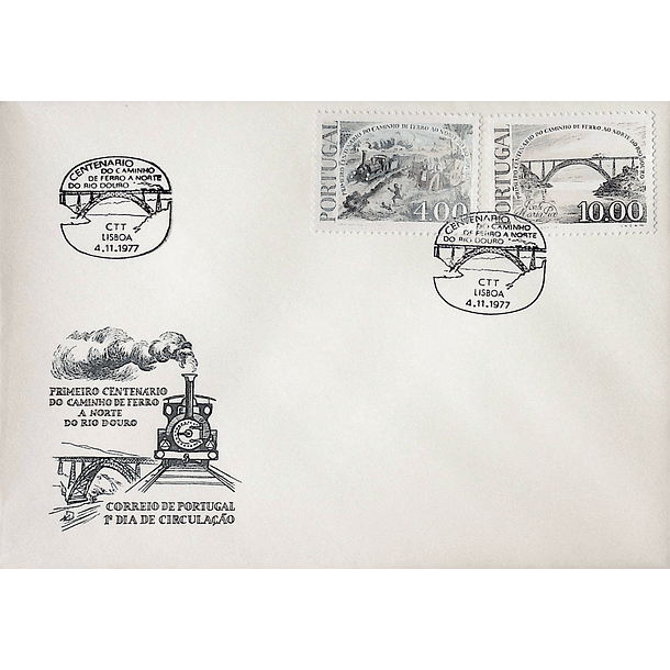 1977 FDC 1º Centenário do Caminho de Ferro a Norte do Rio Douro